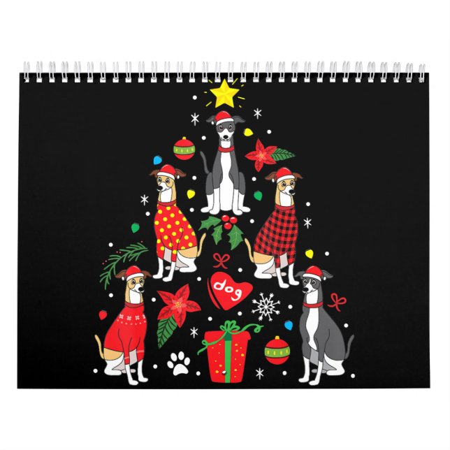 Italian Greyhound Christmas Ornament Tree Dog Mum Calendar (Cover)
