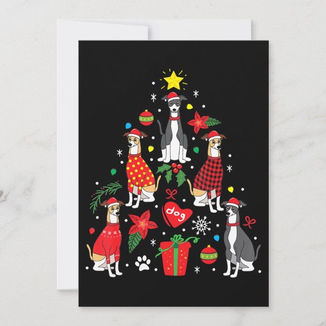 Italian Greyhound Christmas Ornament Tree Dog Mum Holiday Card (Front)