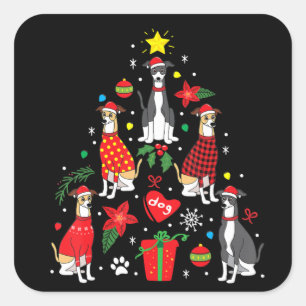 Italian Greyhound Christmas Ornament Tree Dog Mum Square Sticker