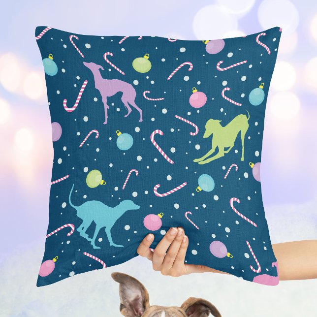 Italian Greyhound Christmas pattern Dog silhouette Cushion (Creator Uploaded)