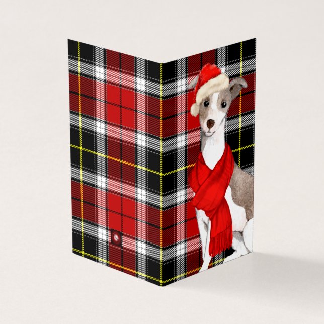 Italian Greyhound Christmas Red Holiday Plaid (Outside)