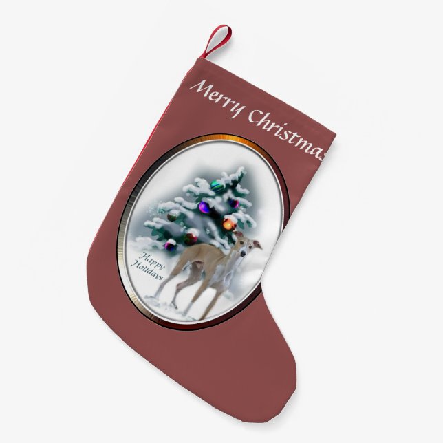Italian Greyhound Christmas Small Christmas Stocking (Front (Hanging))