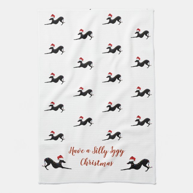 Italian Greyhound Christmas Towel, Iggy Towel (Vertical)