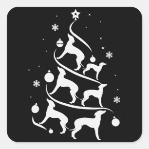 italian greyhound christmas tree dog lover square sticker