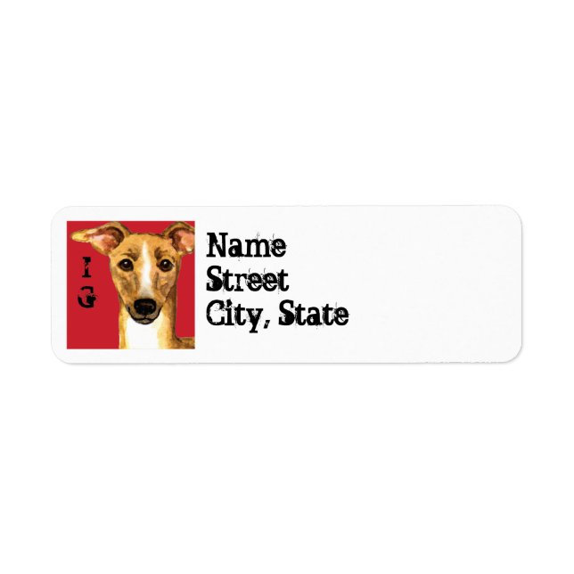 Italian Greyhound Colour Block Return Address Label (Front)