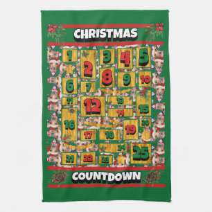 Italian Greyhound Countdown Christmas Advent Dog Tea Towel