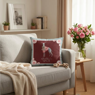 Italian Greyhound Cute Dog Floral Chequered Pillow