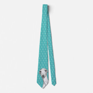 Italian Greyhound Cute Sketch Paw prints Dog lover Tie