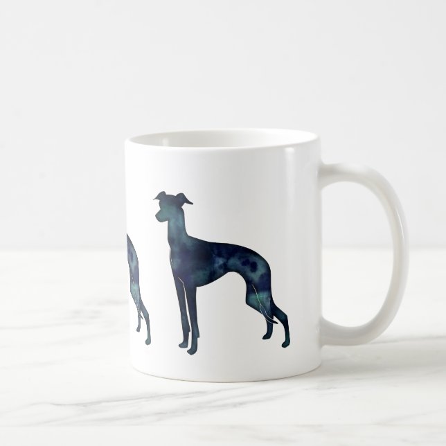Italian Greyhound Dog Black Watercolor Silhouette Coffee Mug (Right)