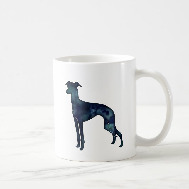 Italian Greyhound Dog Black Watercolor Silhouette Coffee Mug (Right)