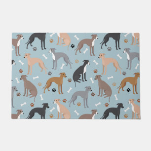 Italian Greyhound Dog Bones and Paws Doormat