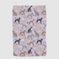 Italian Greyhound Dog Bones and Paws Golf Towel