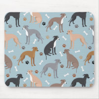 Italian Greyhound Dog Bones and Paws Mouse Pad