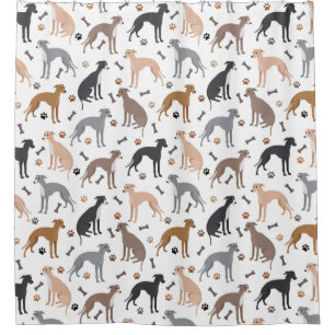Italian Greyhound Dog Bones and Paws Shower Curtai Shower Curtain