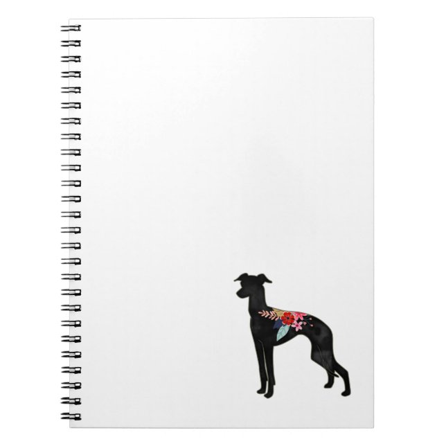 Italian Greyhound Dog Breed Bohemian Floral Saddle Notebook (Front)