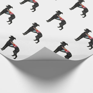 Italian Greyhound Dog Breed Bohemian Floral Saddle Wrapping Paper