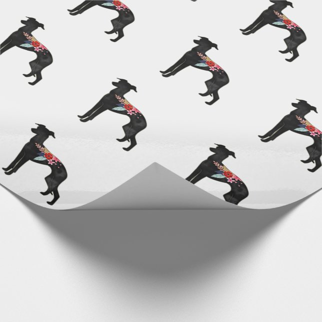 Italian Greyhound Dog Breed Bohemian Floral Saddle Wrapping Paper (Corner)