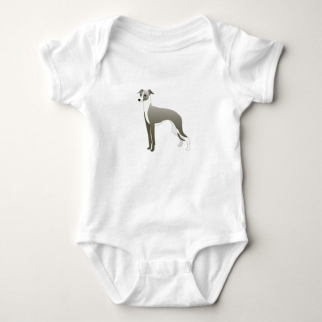 Italian Greyhound Dog Breed Illustration Silhouett Baby Bodysuit (Front)