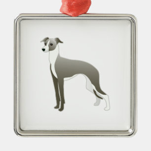Italian Greyhound Dog Breed Illustration Silhouett Metal Ornament