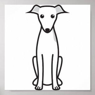 Italian Greyhound Dog Cartoon Poster