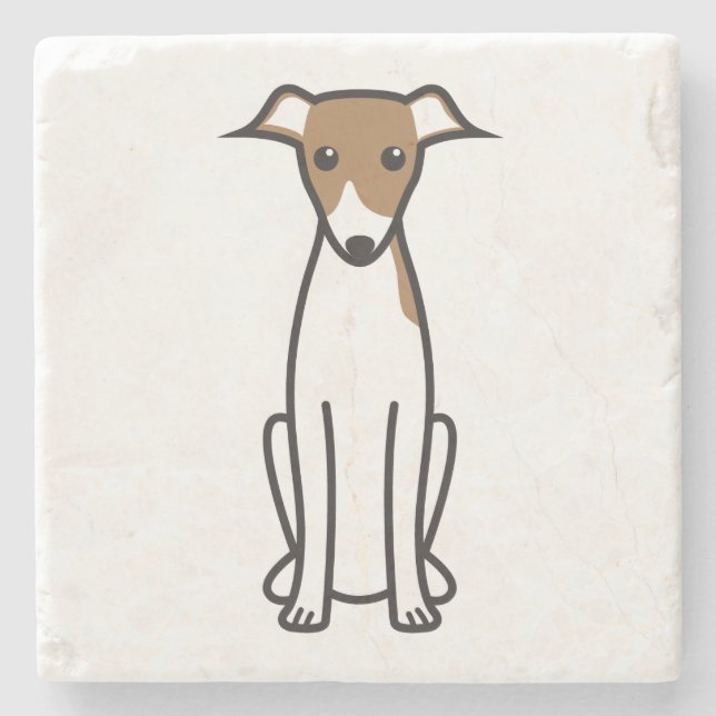 Italian Greyhound Dog Cartoon Stone Coaster (Front)