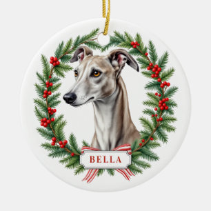 Italian Greyhound Dog Ceramic Circle Ornament