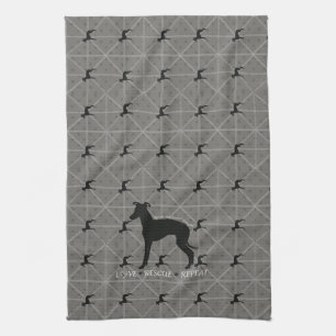 Italian Greyhound Dog Kitchen Towel, Iggy Rescue Tea Towel