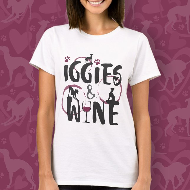 Italian Greyhound Dog Mum Wine lover Funny text T-Shirt (Creator Uploaded)
