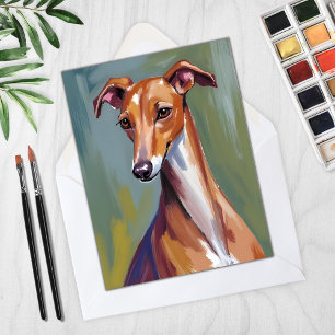 Italian Greyhound Dog Painting Card
