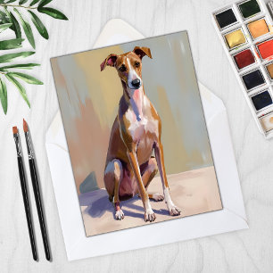 Italian Greyhound Dog Painting Card