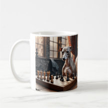 Italian Greyhound Dog Playing Chess