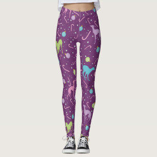 Italian greyhound Dog silhouette Christmas pattern Leggings
