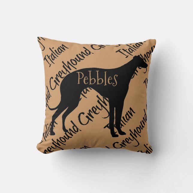 Italian Greyhound Dog Silhouette Cushion (Front)