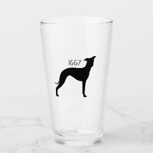 Italian Greyhound Dog Silhouette Personalised Iggy Glass