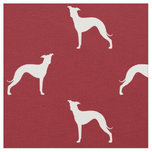 Italian Greyhound Dog Silhouettes Red and White Fabric