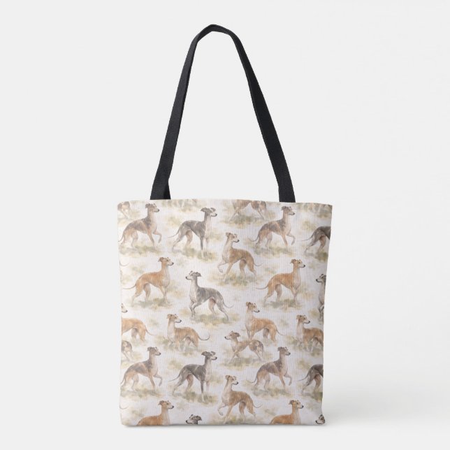Italian greyhound dog soft watercolor  tote bag (Back)