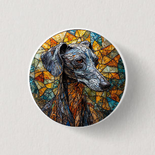 Italian Greyhound dog Stained Glass Art 3 Cm Round Badge