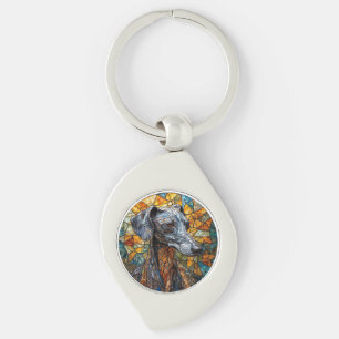 Italian Greyhound dog Stained Glass Art Key Ring