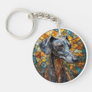 Italian Greyhound dog Stained Glass Art Key Ring