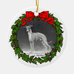 Italian Greyhound Drawing by Glenda S. Harlan Ceramic Ornament