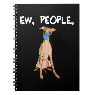italian greyhound ew people dog wearing face mask notebook