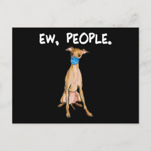 italian greyhound ew people dog wearing face mask postcard