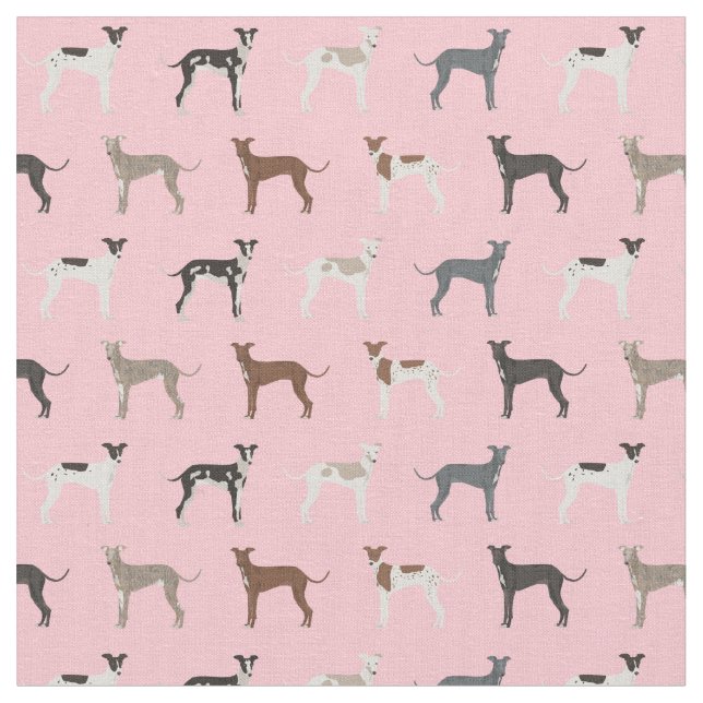 italian greyhound fabric pink (Close Up)