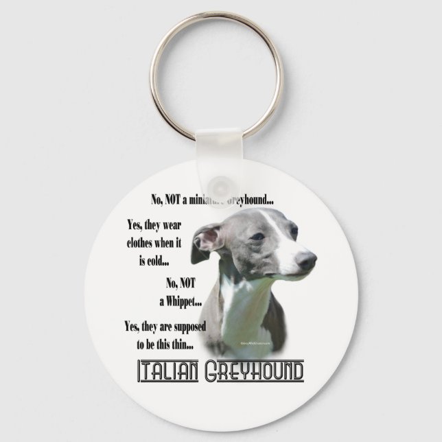 Italian Greyhound FAQ Keychain (Front)
