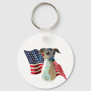 Italian Greyhound Flag Key Ring