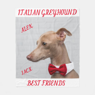 ITALIAN GREYHOUND FLEECE BLANKET WITH NAMES.