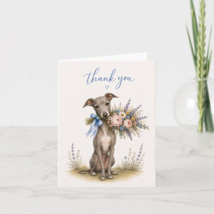 Italian Greyhound Flower Bouquet Thank You Card