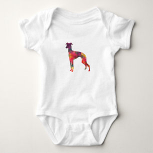 Italian Greyhound Geo Pattern Silhouette - Multi Baby Bodysuit