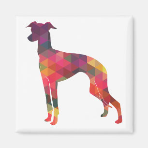 Italian Greyhound Geo Pattern Silhouette - Multi Magnet
