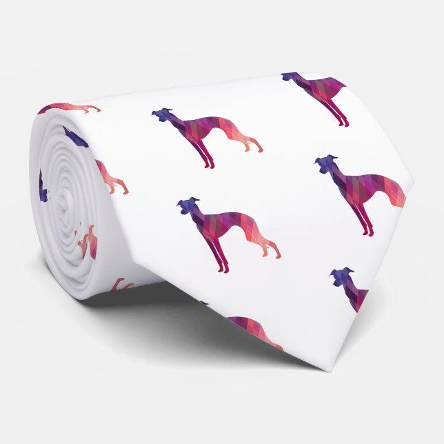 Italian Greyhound Geo Pattern Silhouette - Pink Tie (Rolled)